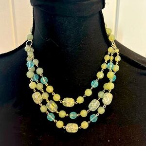 Green and blue beaded Robert and Rose double stranded necklace
